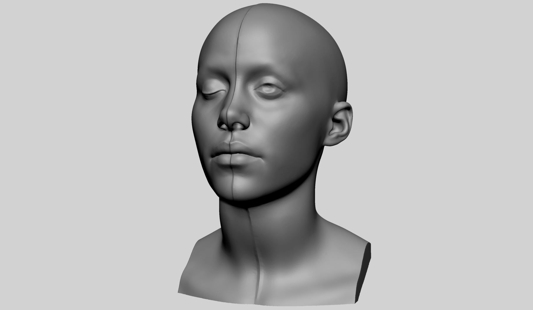 Female Head Printable v4 3D print model_2