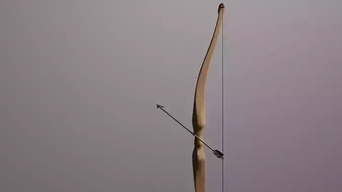 Traditional Recurve Bow and Arrow Low-poly 3D model