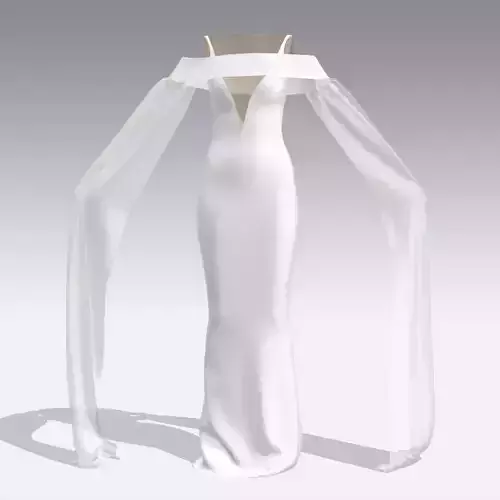DRESS WHITE FASHION STYLE LOOK 3D model