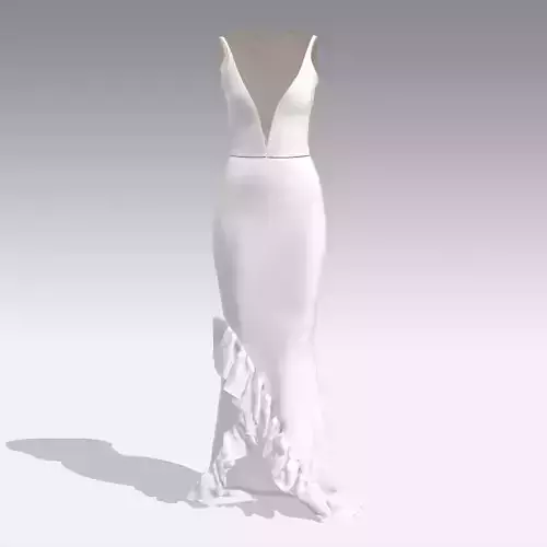 RUFFLED DRESS ASYMETRIC WHITE FASHION STYLE LOOK