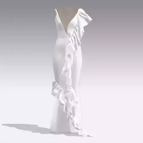 FASHION STYLE LOOK DRESS WHITE RUFFLED 3D model