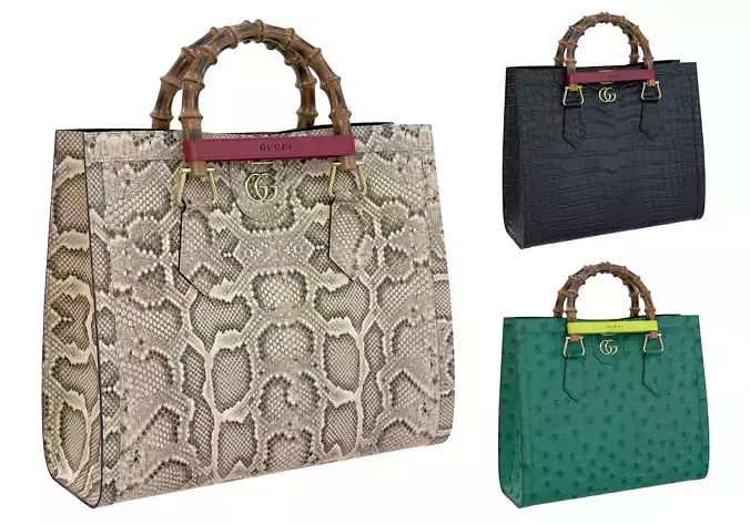 Gucci Diana small tote bag Ostrich Snake Croco 3D model