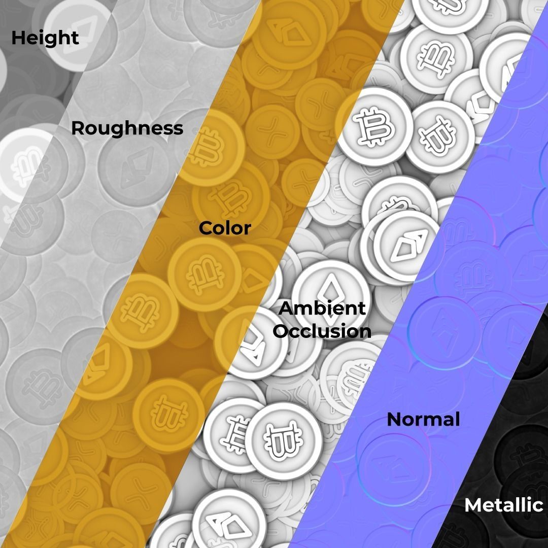 Cryptocurrency Coins Texture Stylized PBR Texture_5