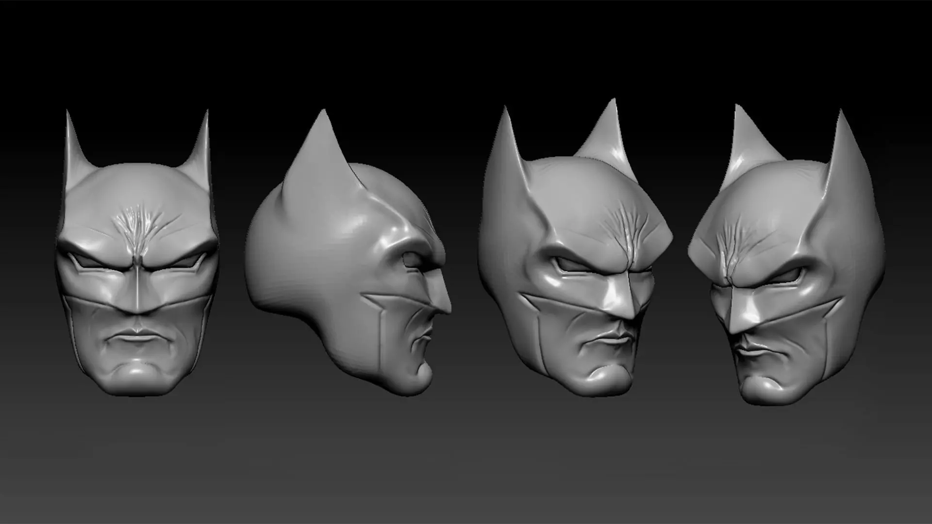 Batman Heads Sculpt for action figure 3D print model 3D print model_0