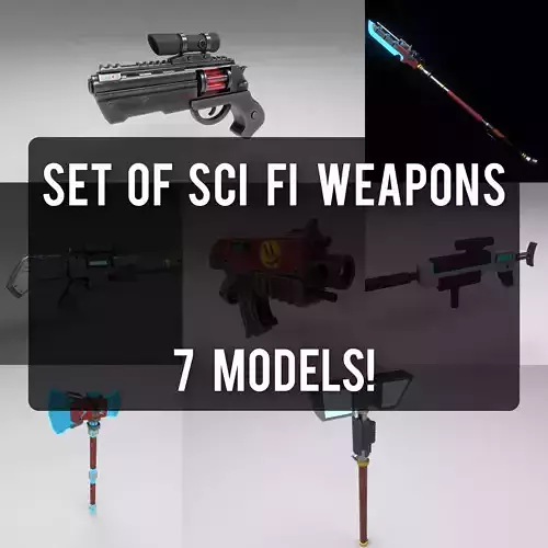 Set of sci fi weapons gameready 3D Model Collection