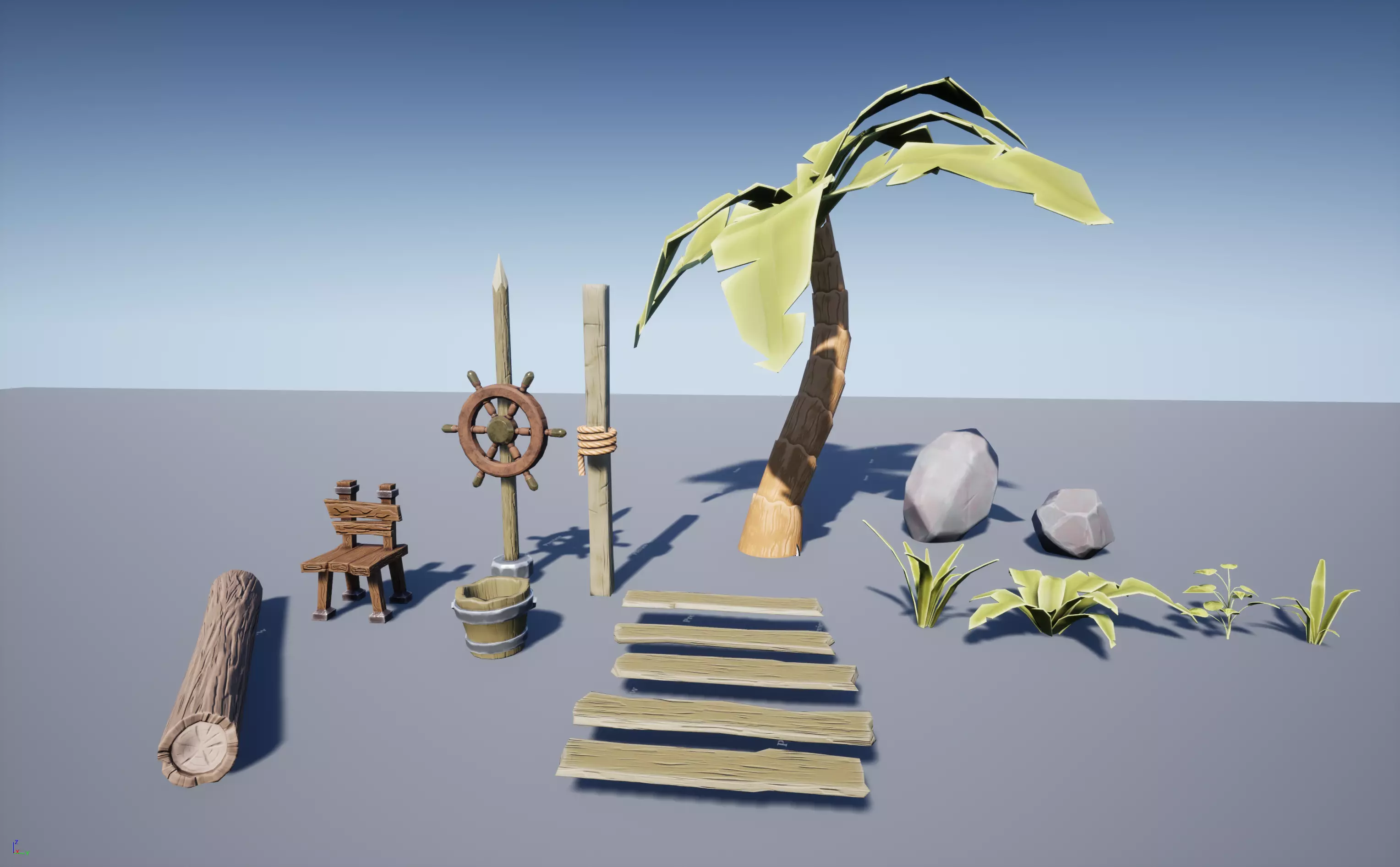 Stylized Beach Pack Low-poly 3D model