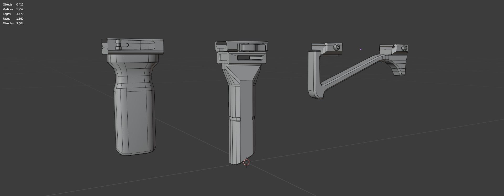 Rifle Gun Foregrip Accessory Pack Low-poly 3D model_4