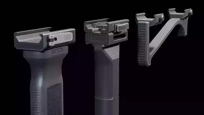Rifle Gun Foregrip Accessory Pack Low-poly 3D model
