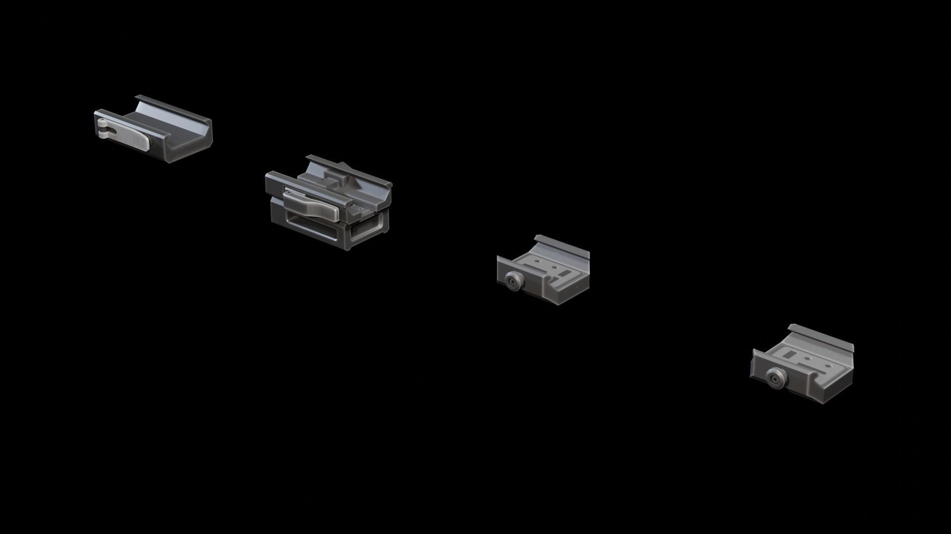 Rifle Gun Foregrip Accessory Pack Low-poly 3D model_3