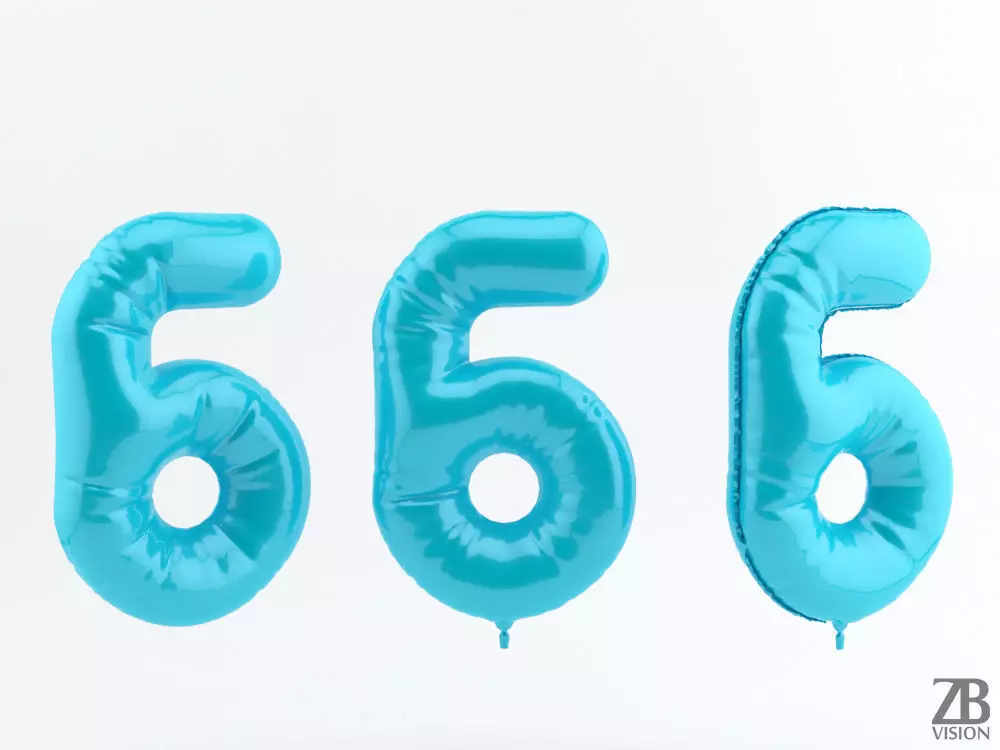 6 six balloon 3D model_0