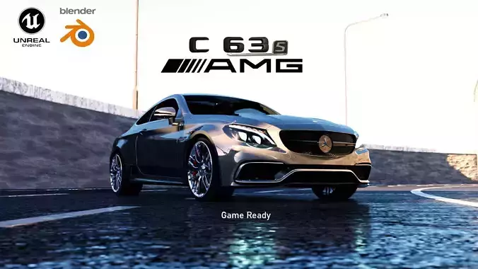 Mercedes C63s Coupe AMG 2017 3D model - High Quality Low-poly 3D model