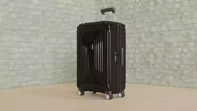 3D Render Luggage suitcase on wheels