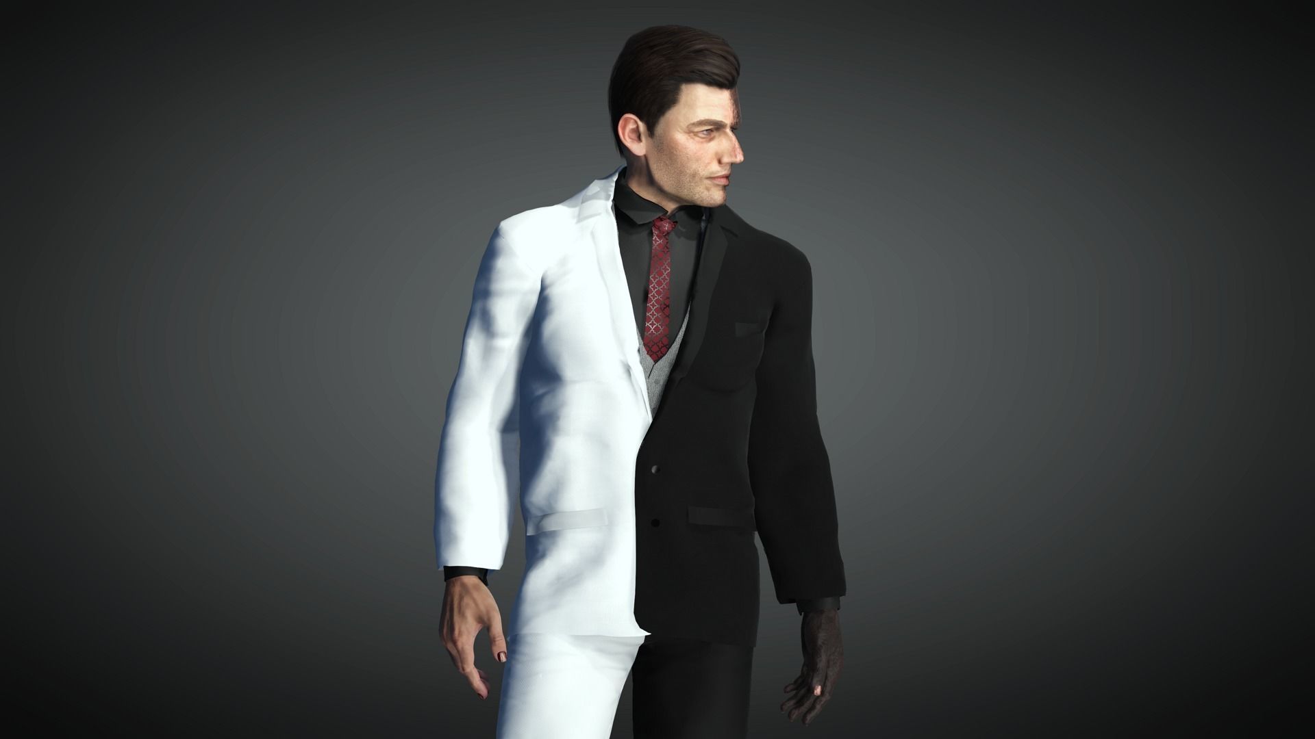 AAA Comics Character 05 Two Face Low-poly 3D model_4