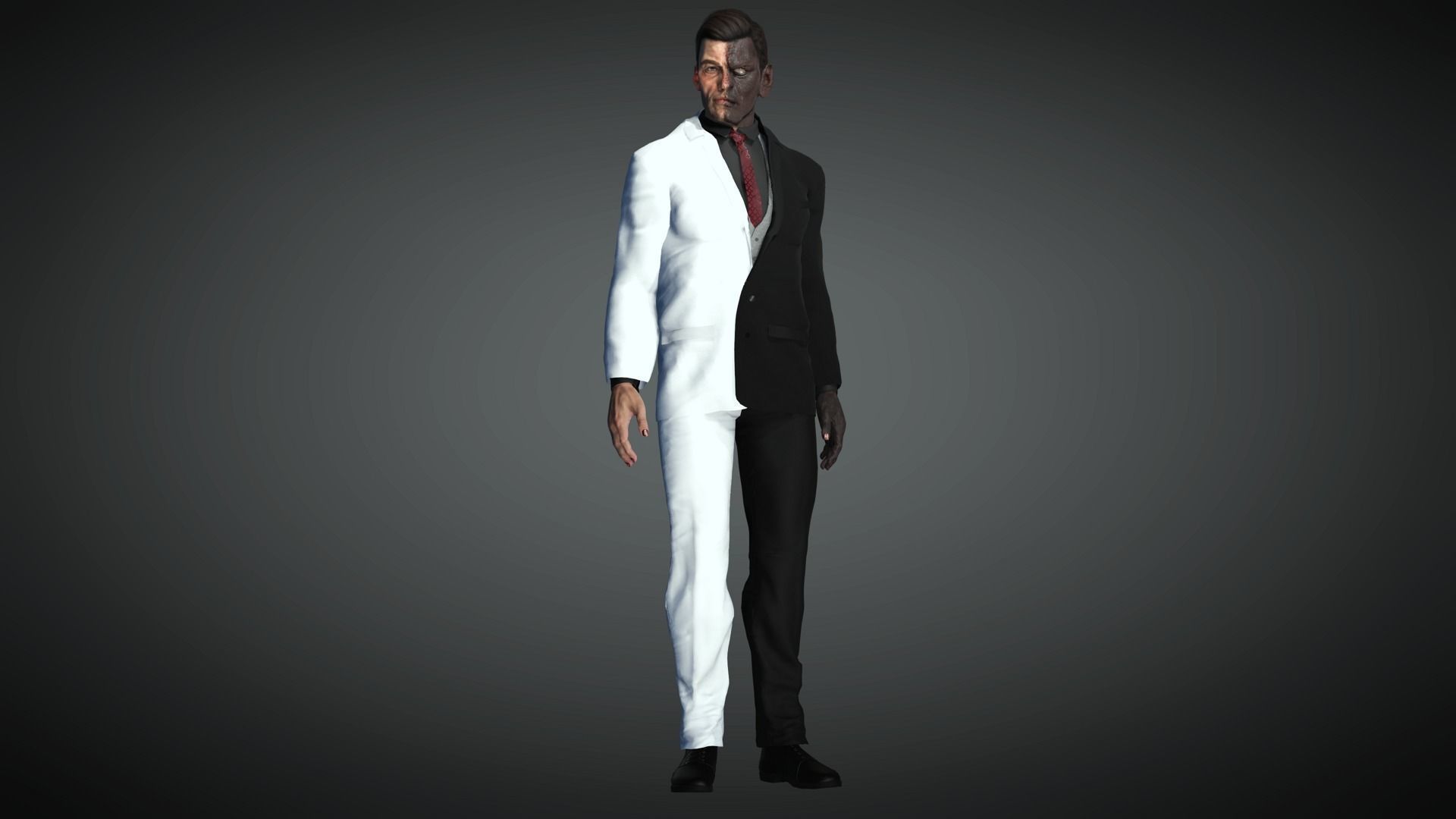 AAA Comics Character 05 Two Face Low-poly 3D model_2