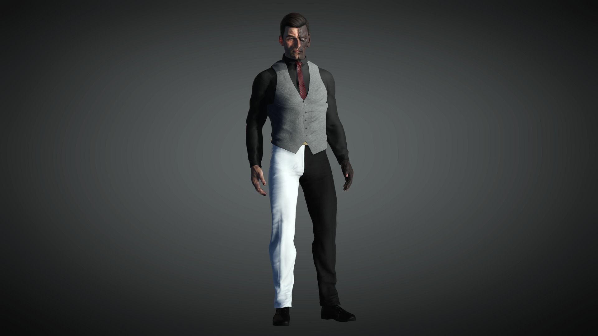 AAA Comics Character 05 Two Face Low-poly 3D model_7
