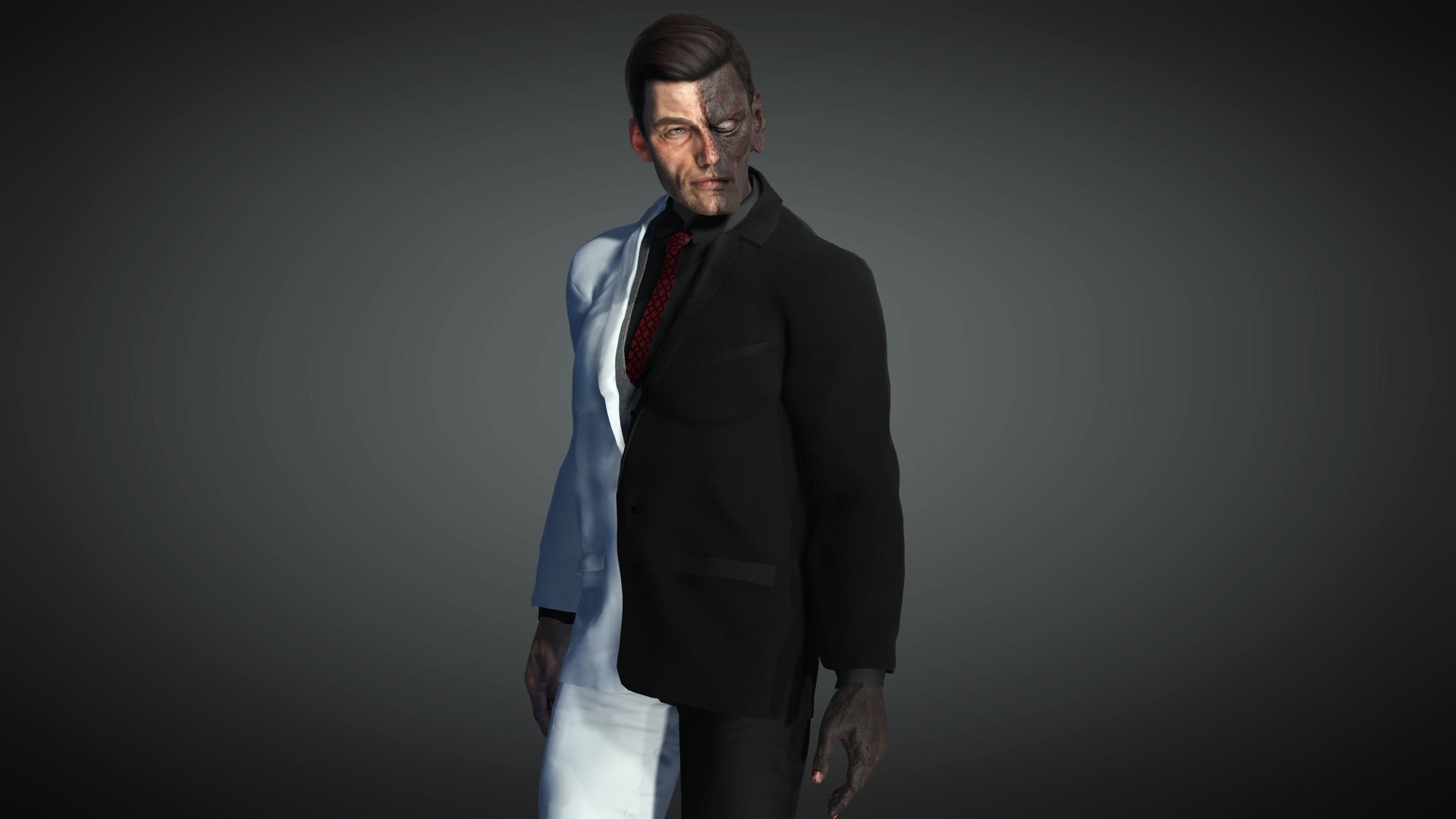 AAA Comics Character 05 Two Face Low-poly 3D model_3