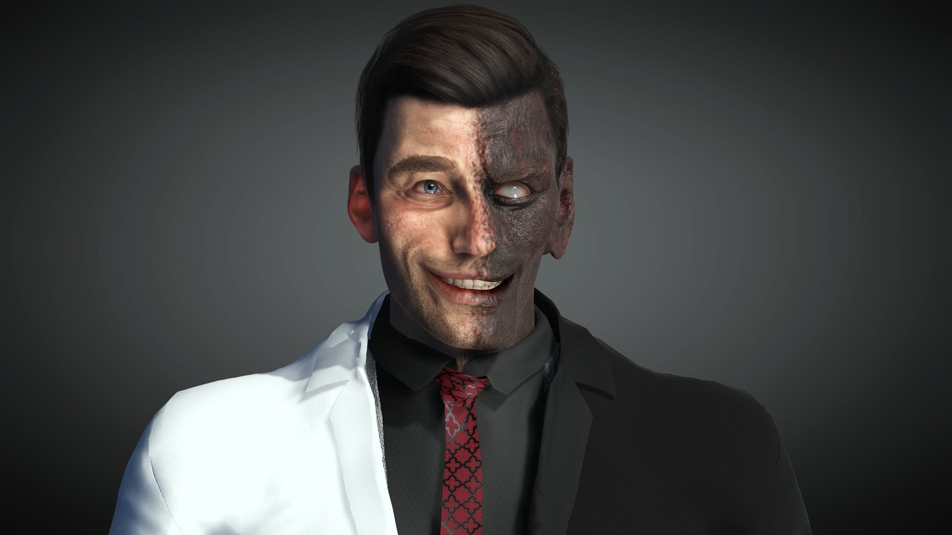 AAA Comics Character 05 Two Face Low-poly 3D model_16