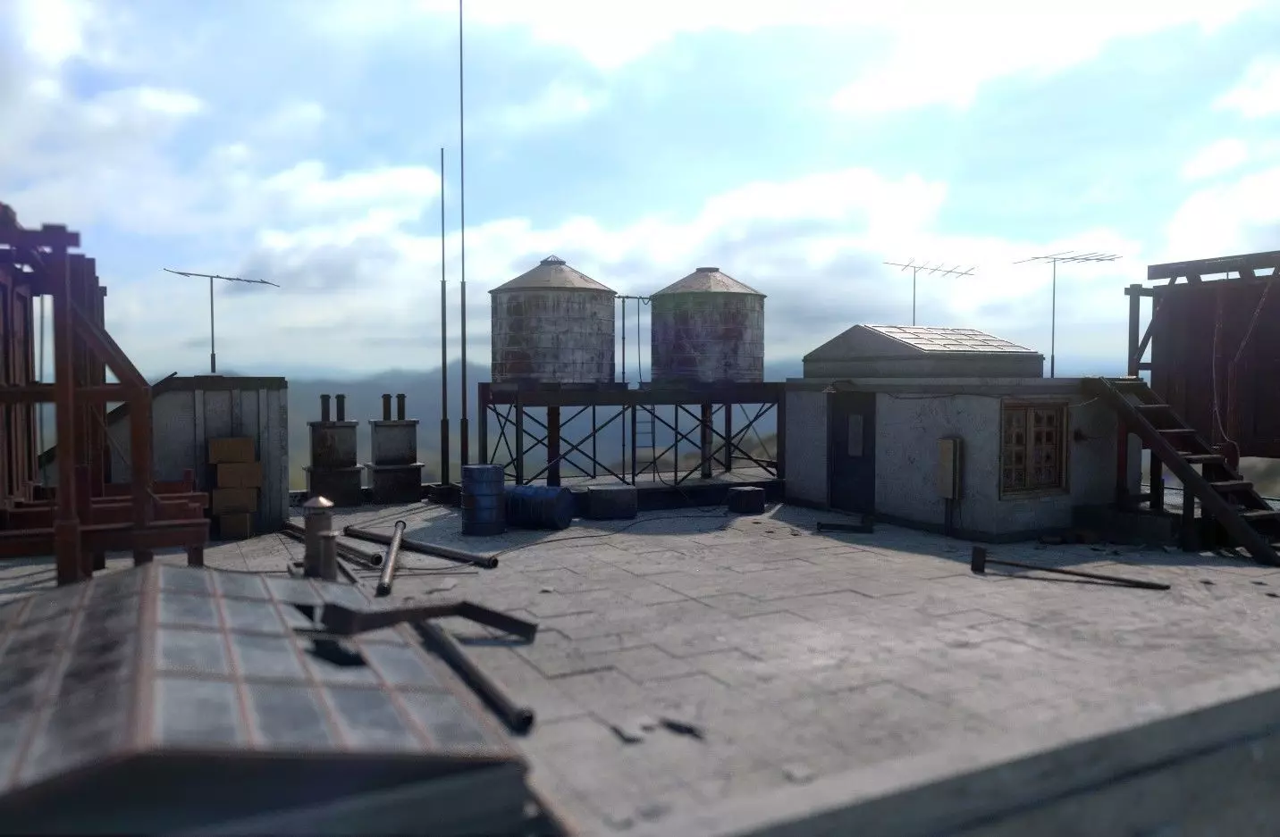 Rooftop 3D model construction site Low-poly 3D model