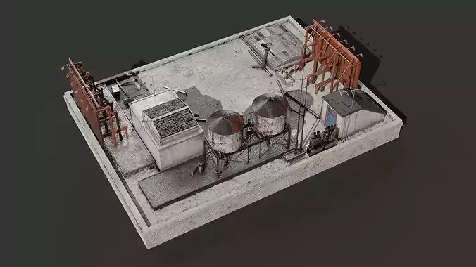 Rooftop 3D model construction site Low-poly 3D model 7