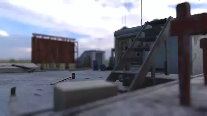 Rooftop 3D model construction site Low-poly 3D model 2
