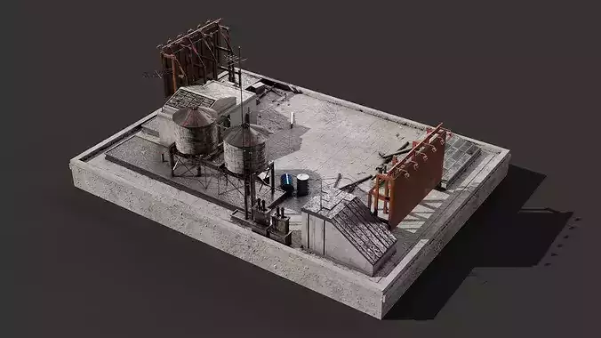 Rooftop 3D model construction site Low-poly 3D model 6