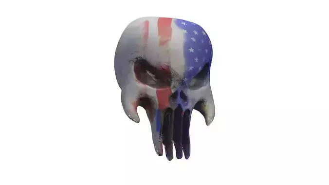Punisher Skull Low Poly Baked Normal Map Free low-poly 3D model