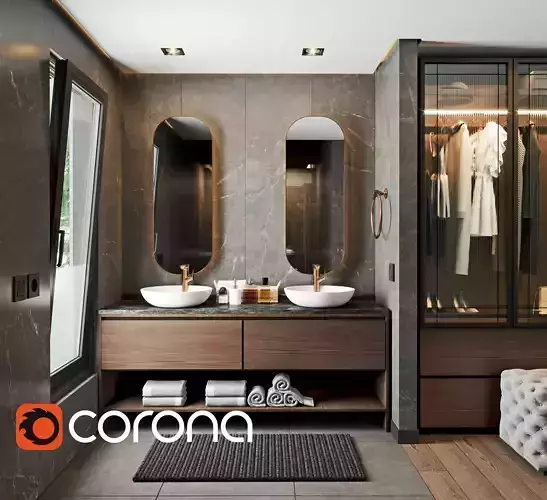 Modern Bathroom Corona Full Scene 3D model