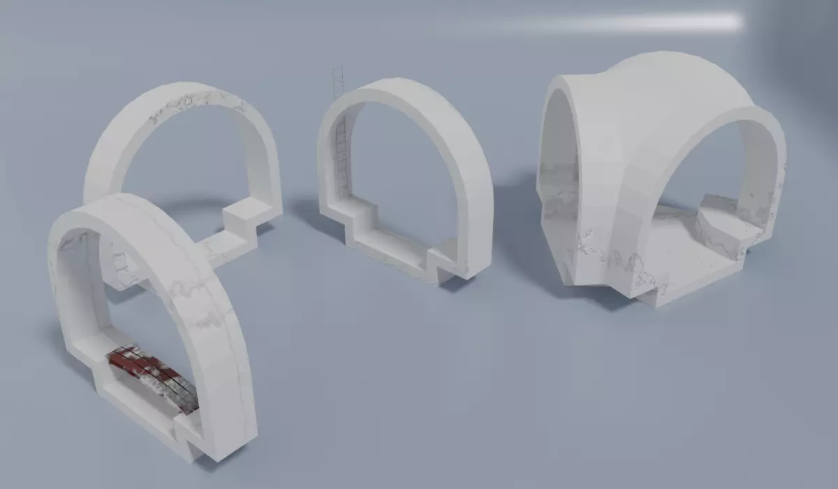 Canal segments Low-poly 3D model_0