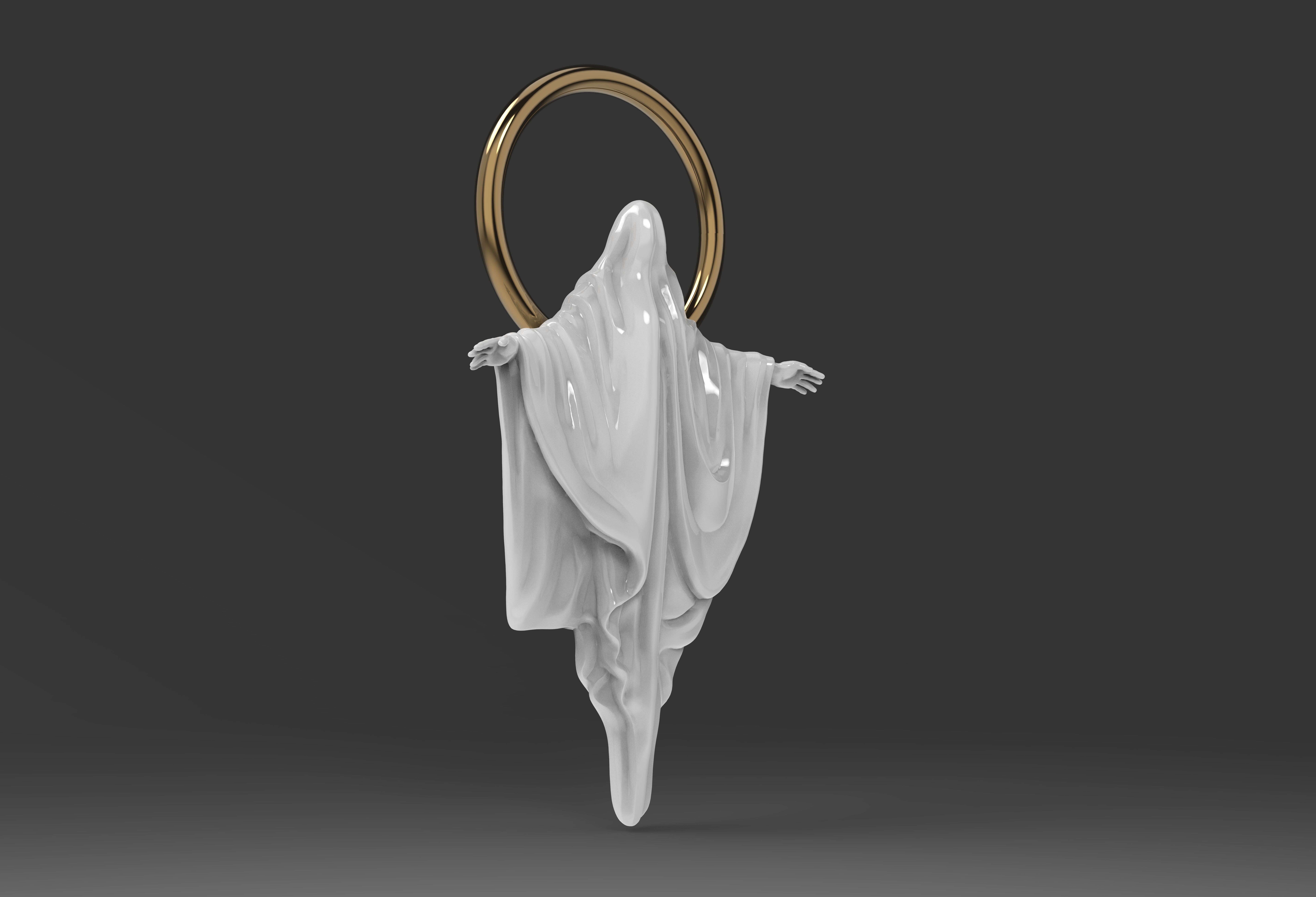 ghost pendant 3D print model_3