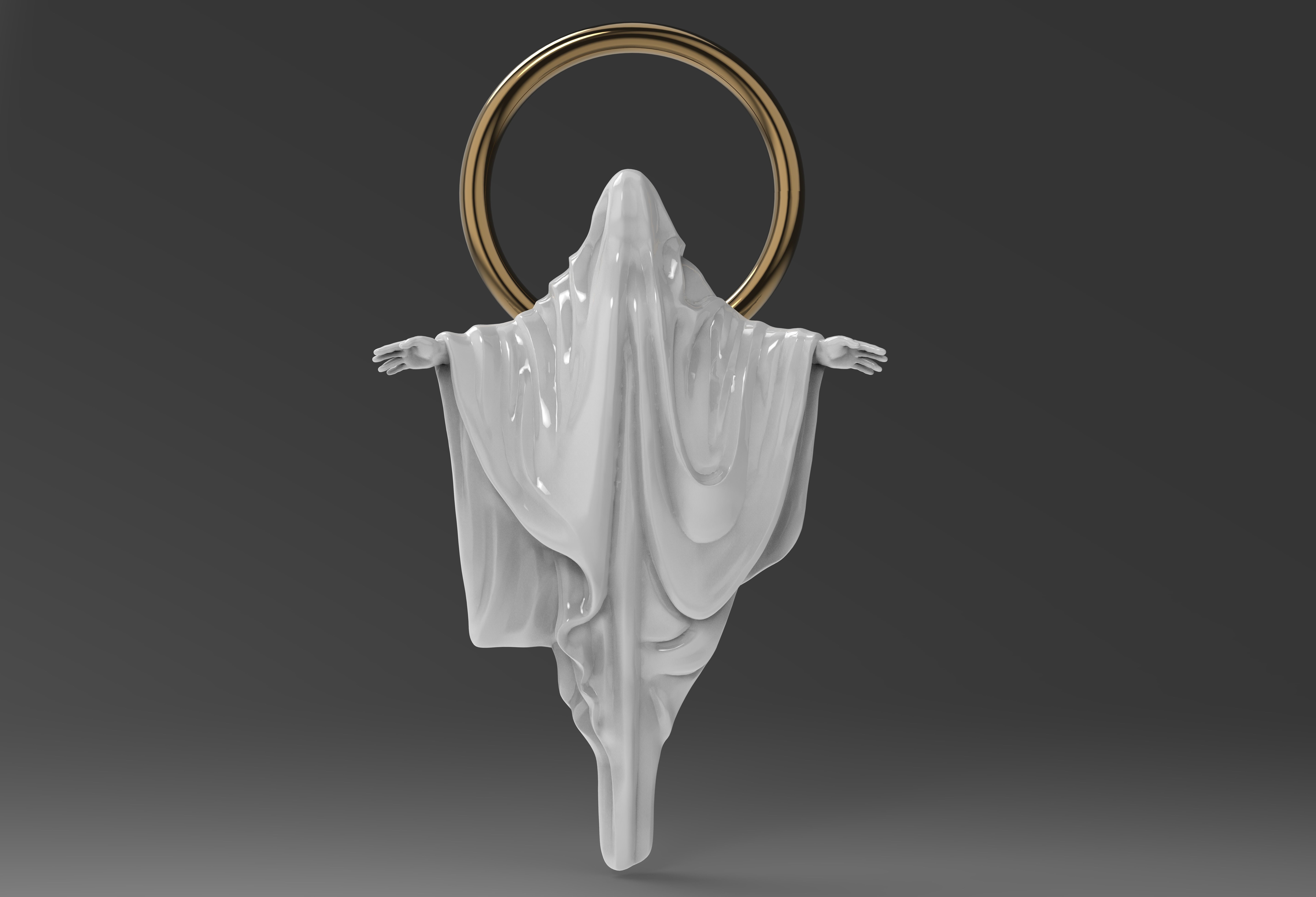 ghost pendant 3D print model_2