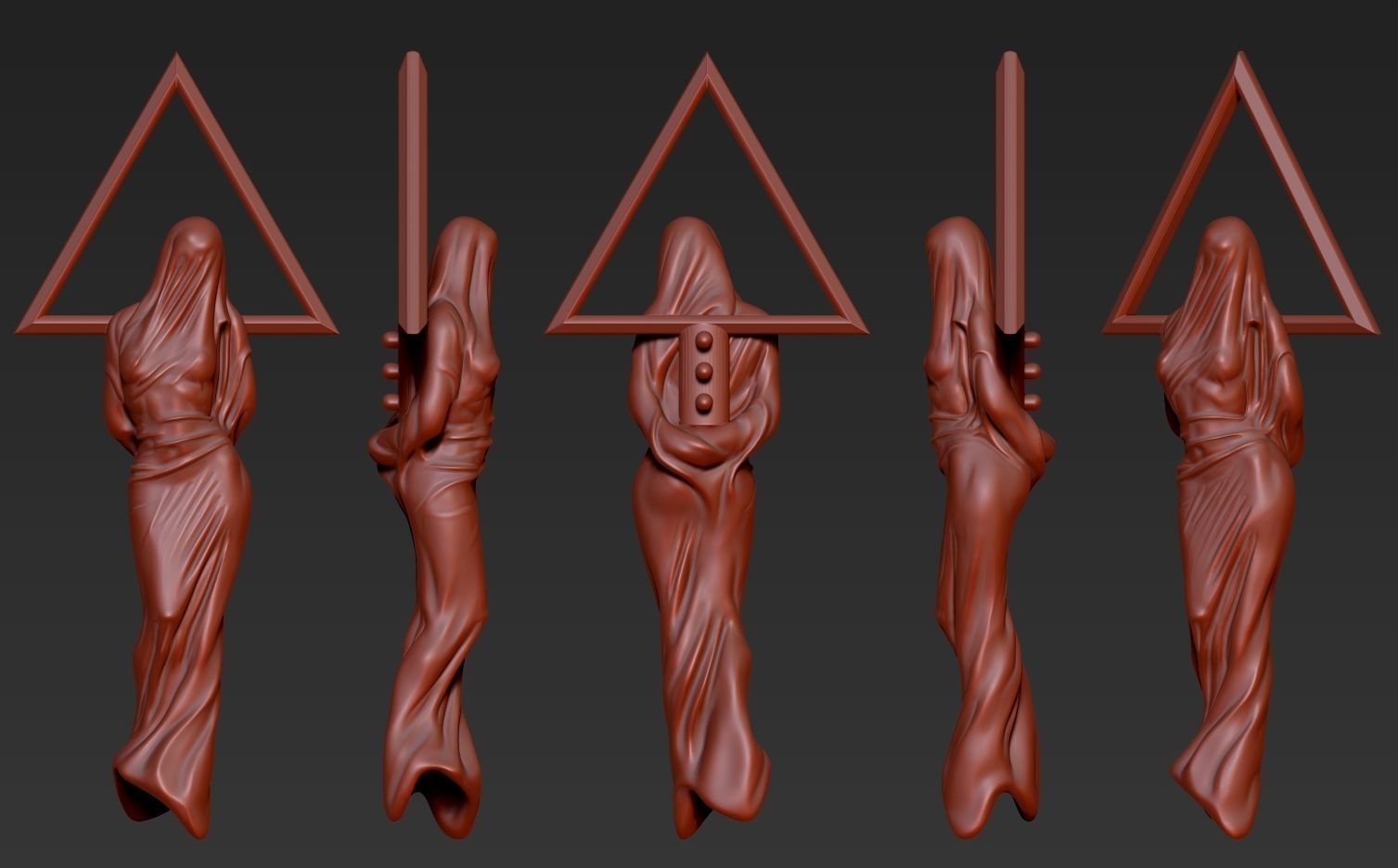 veiled woman sculpture 3D print model_3