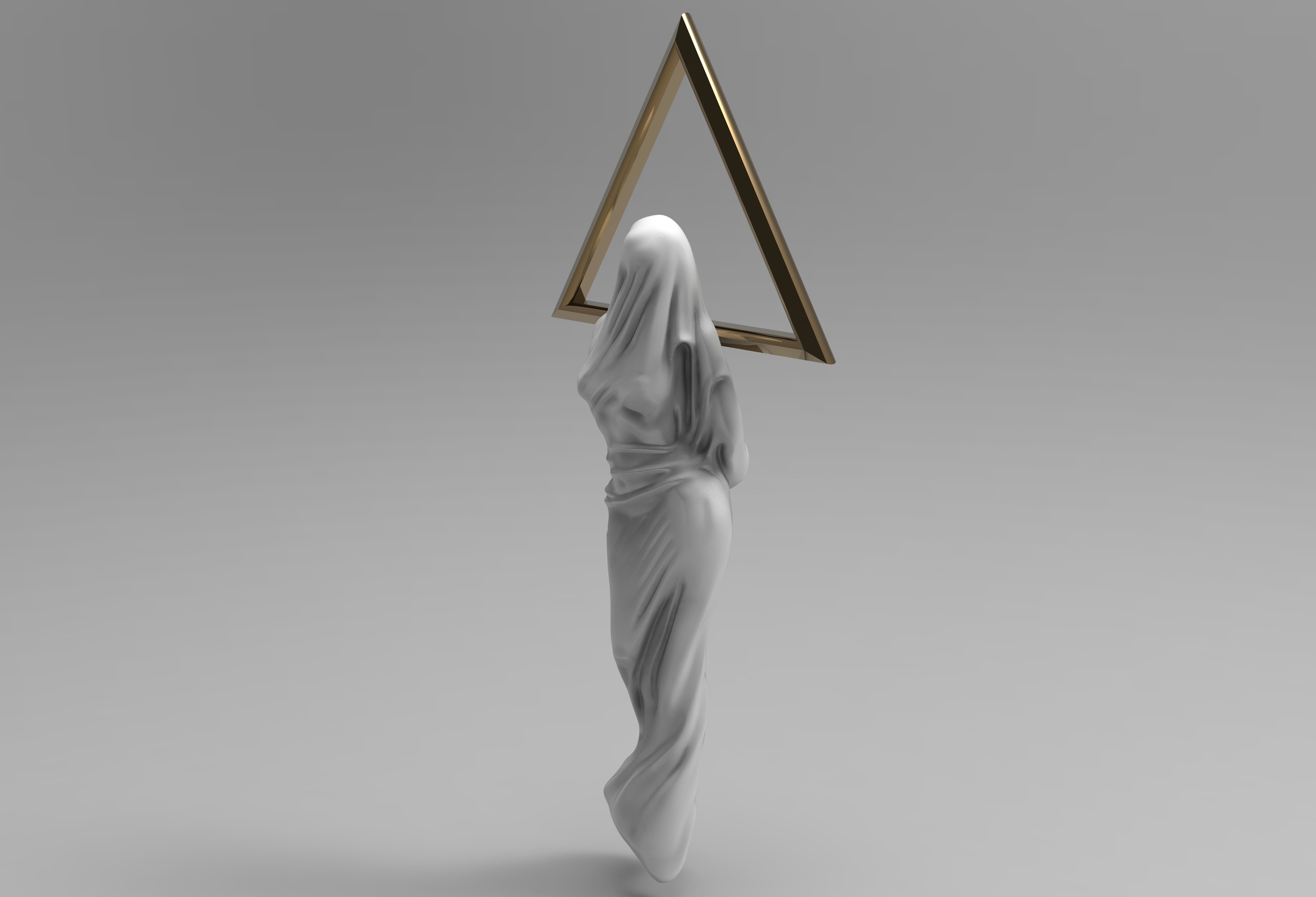 veiled woman sculpture 3D print model_4