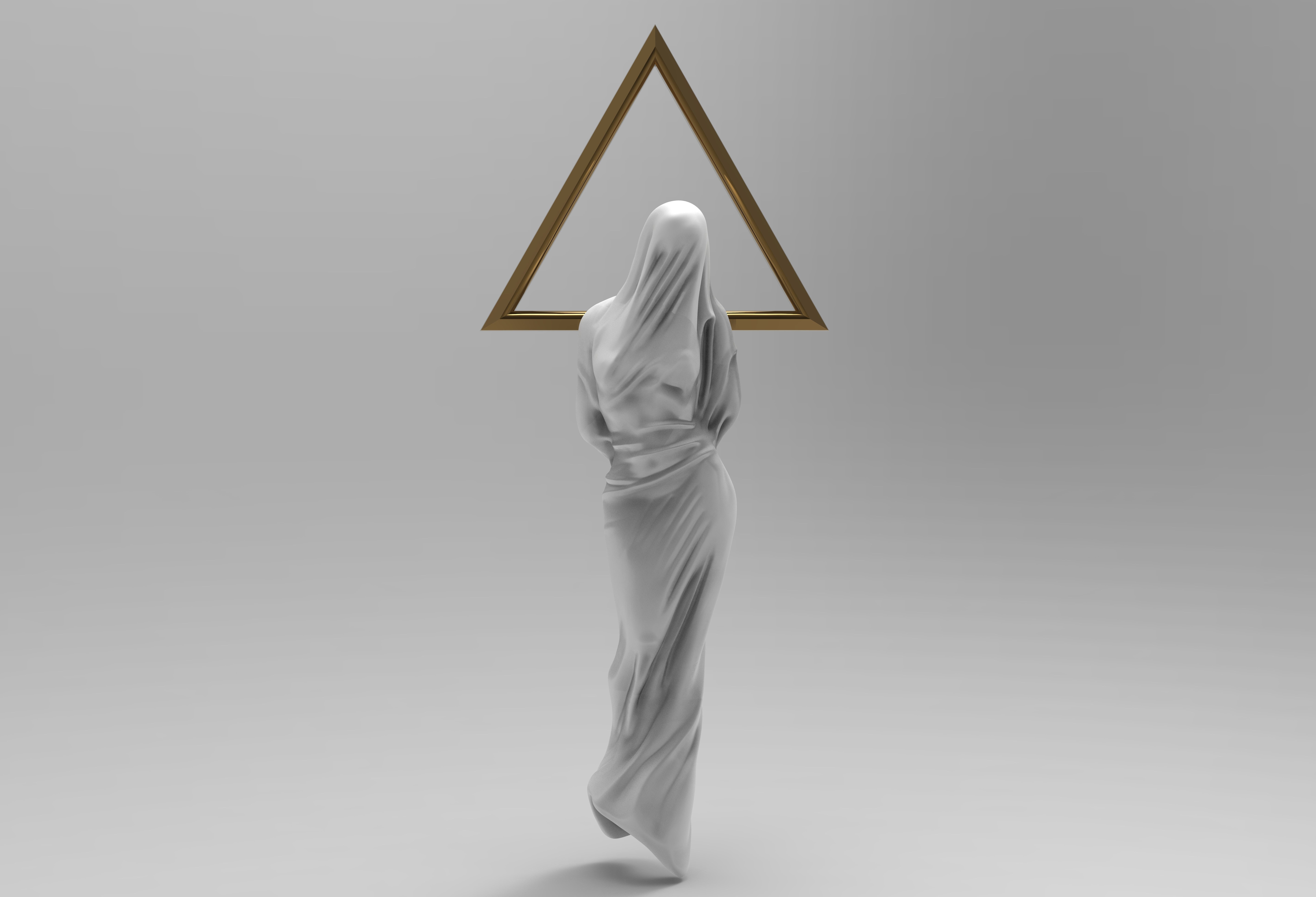veiled woman sculpture 3D print model_1