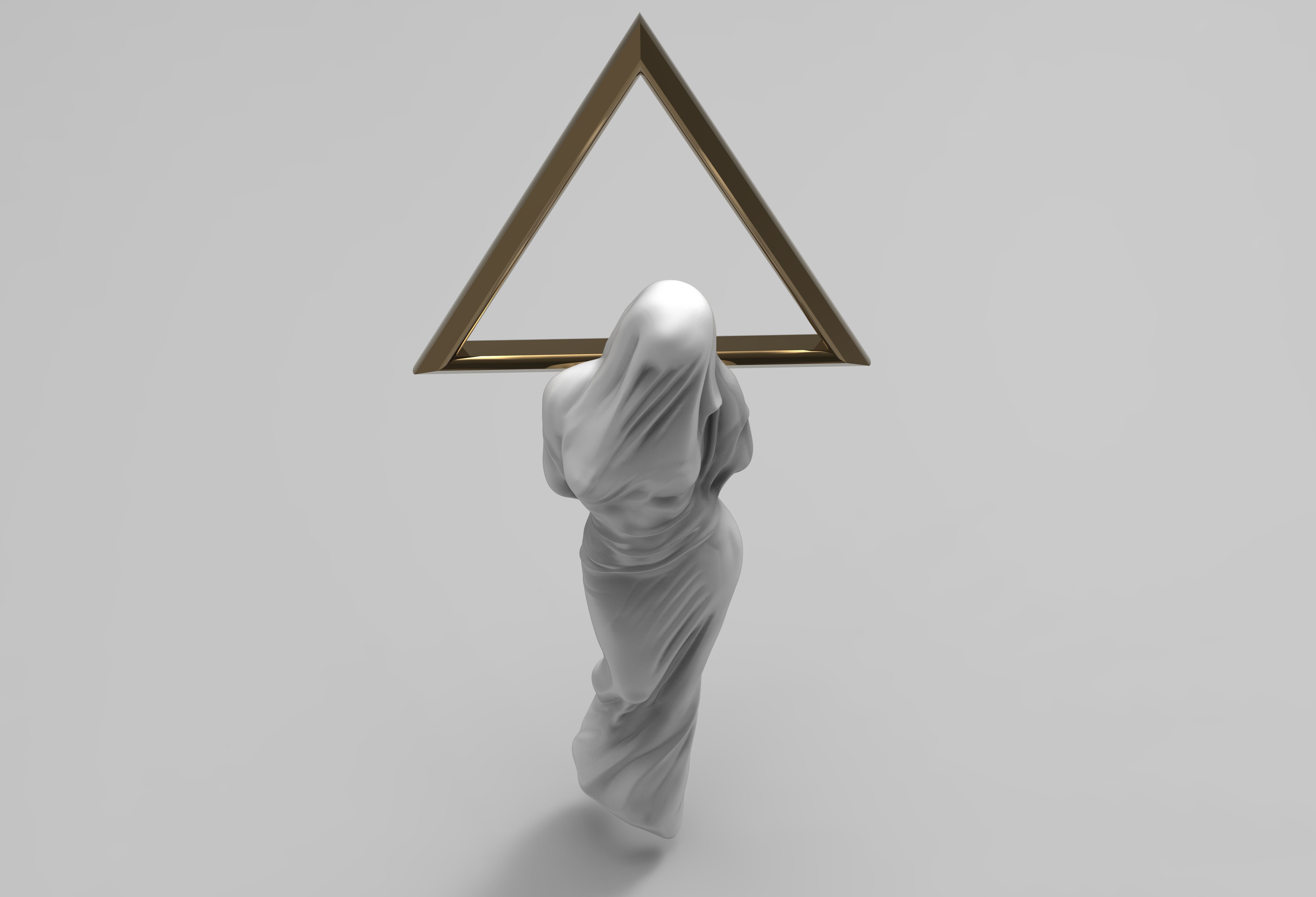 veiled woman sculpture 3D print model_6