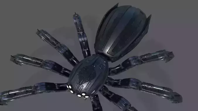 Sci-Fi  Spider metal PBR low-poly game ready 3D model