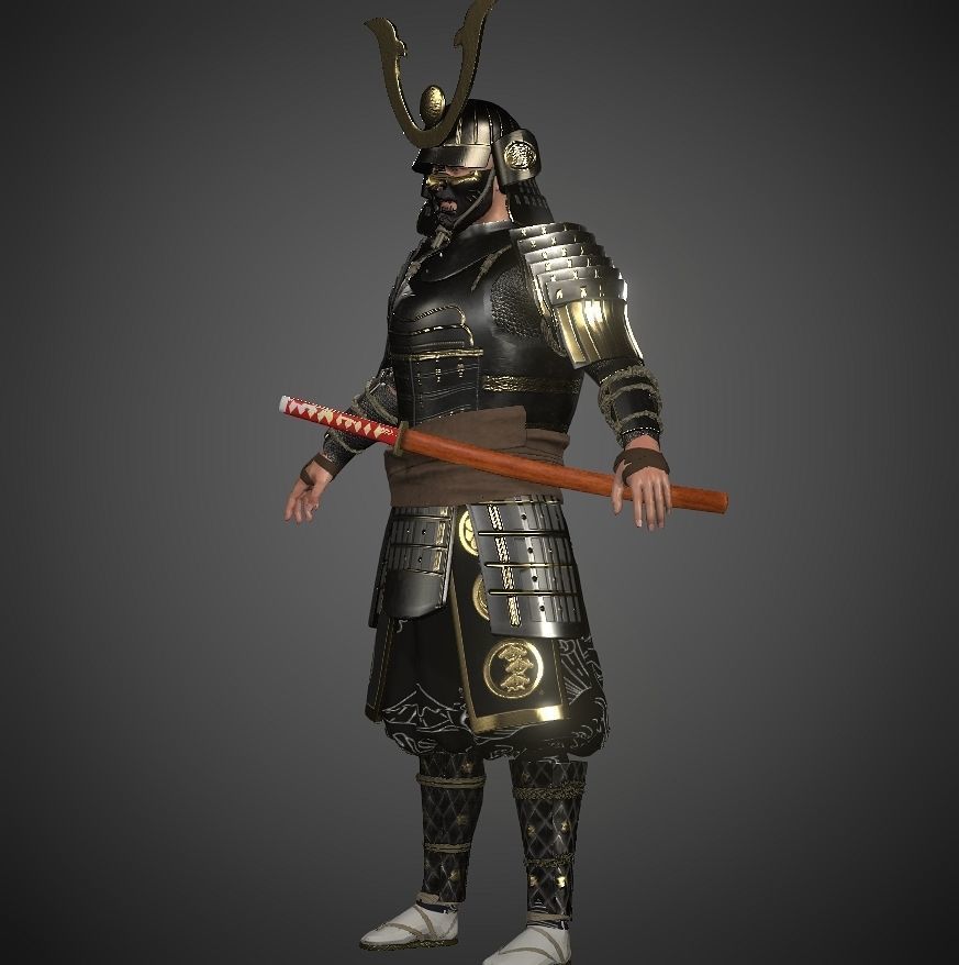 KURO-yoroi samurai black armor  Low-poly 3D model_21