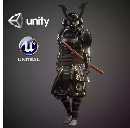 KURO-yoroi samurai black armor  Low-poly 3D model