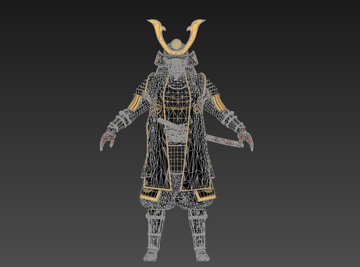 KURO-yoroi samurai black armor  Low-poly 3D model_32