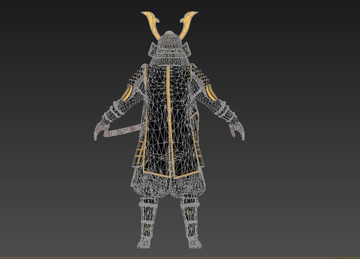 KURO-yoroi samurai black armor  Low-poly 3D model_31