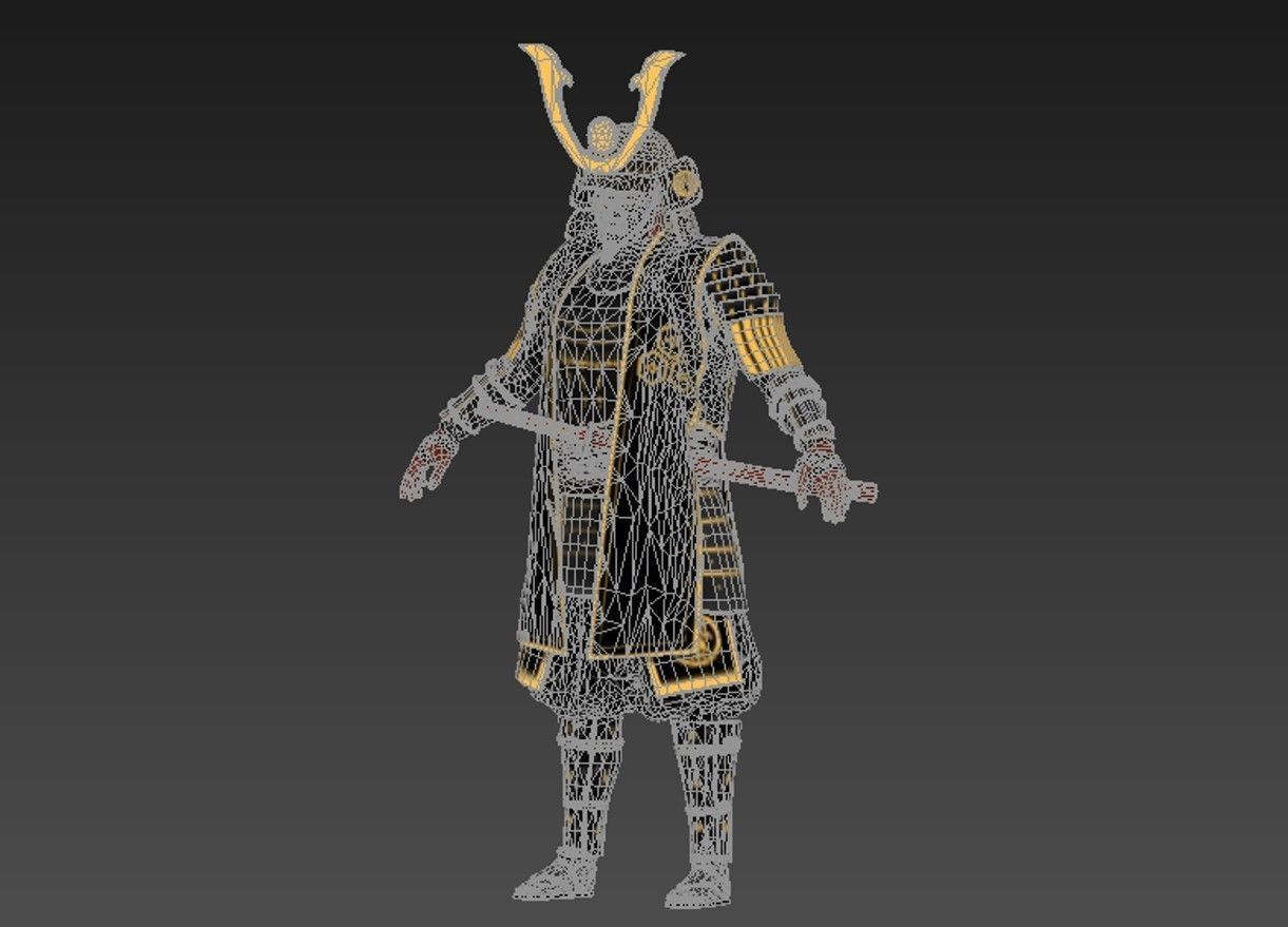 KURO-yoroi samurai black armor  Low-poly 3D model_33