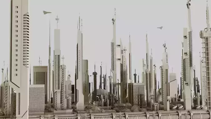Futuristic Sci-Fi Buildings Pack 3D model