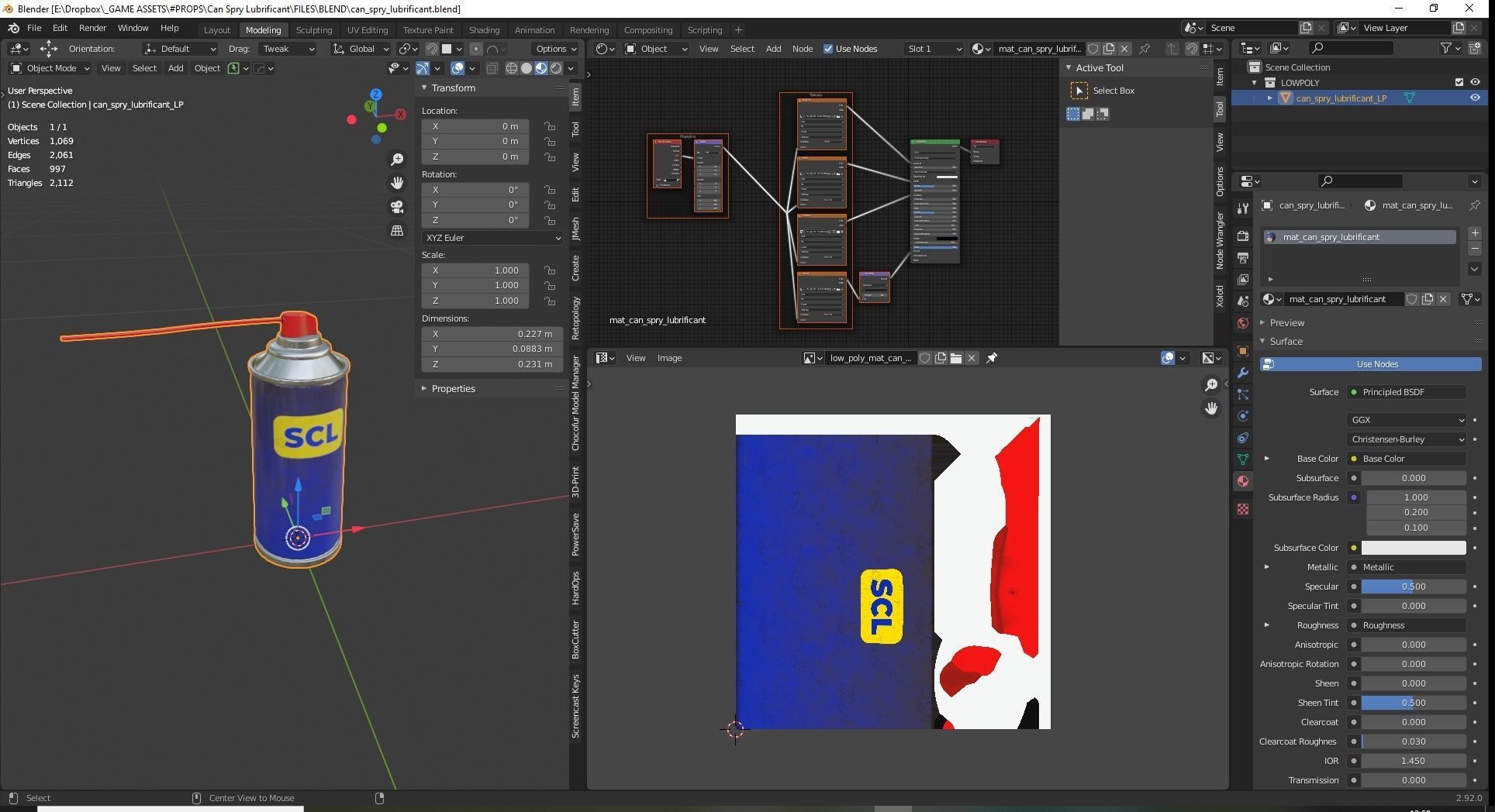 Spry Can Lubrificant Game Ready Low-poly 3D model_6