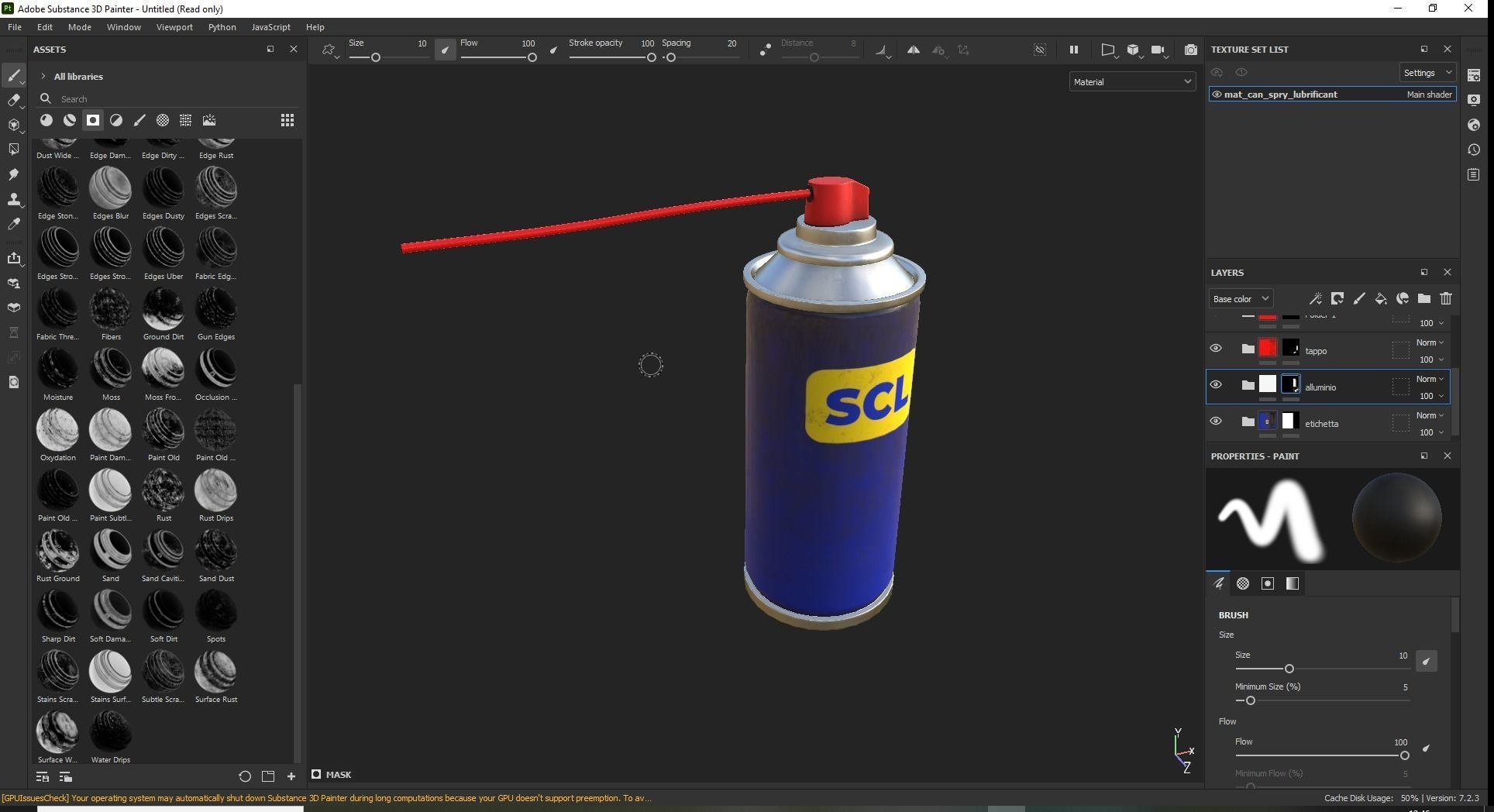 Spry Can Lubrificant Game Ready Low-poly 3D model_5