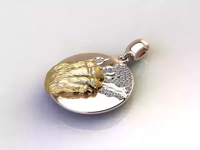 B-P1001 pendant with diamonds and gold