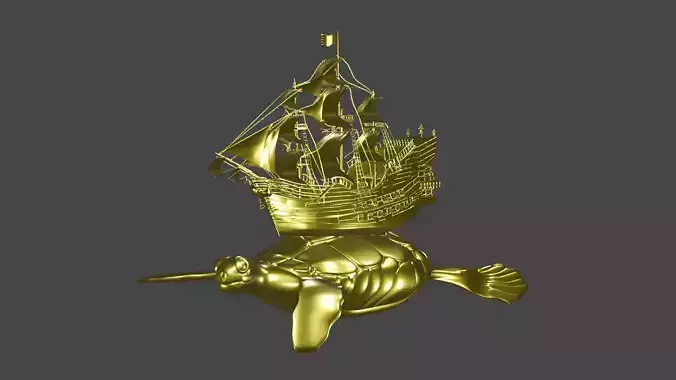 dream logos ship with turtle Low-poly 3D model