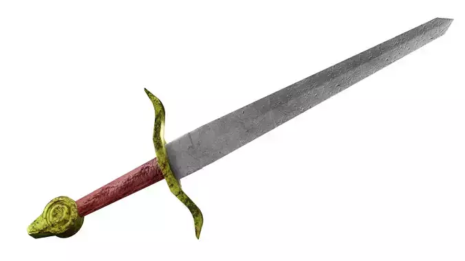 metal sword with golden guard and pommel