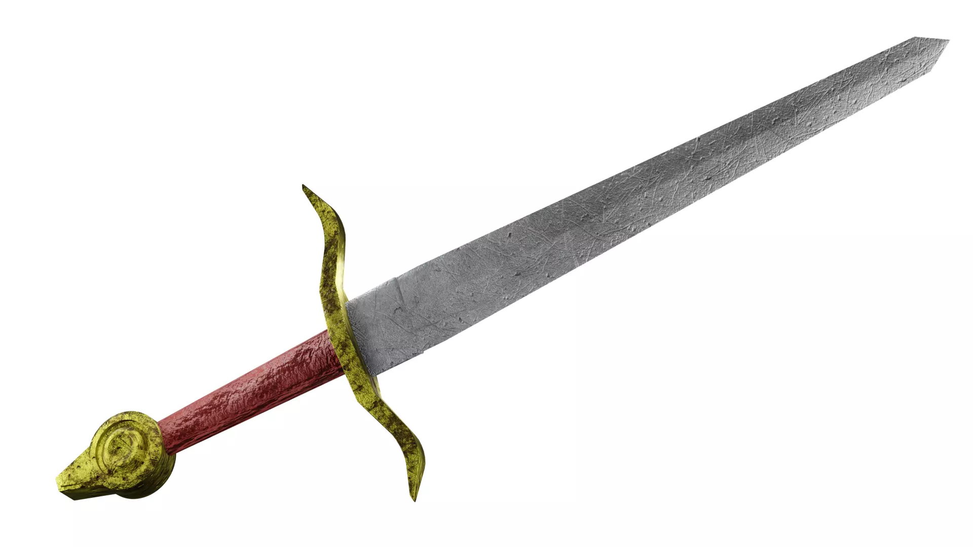 metal sword with golden guard and pommel Low-poly 3D model_0