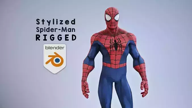 Stylized Spider-man rigged 3D model