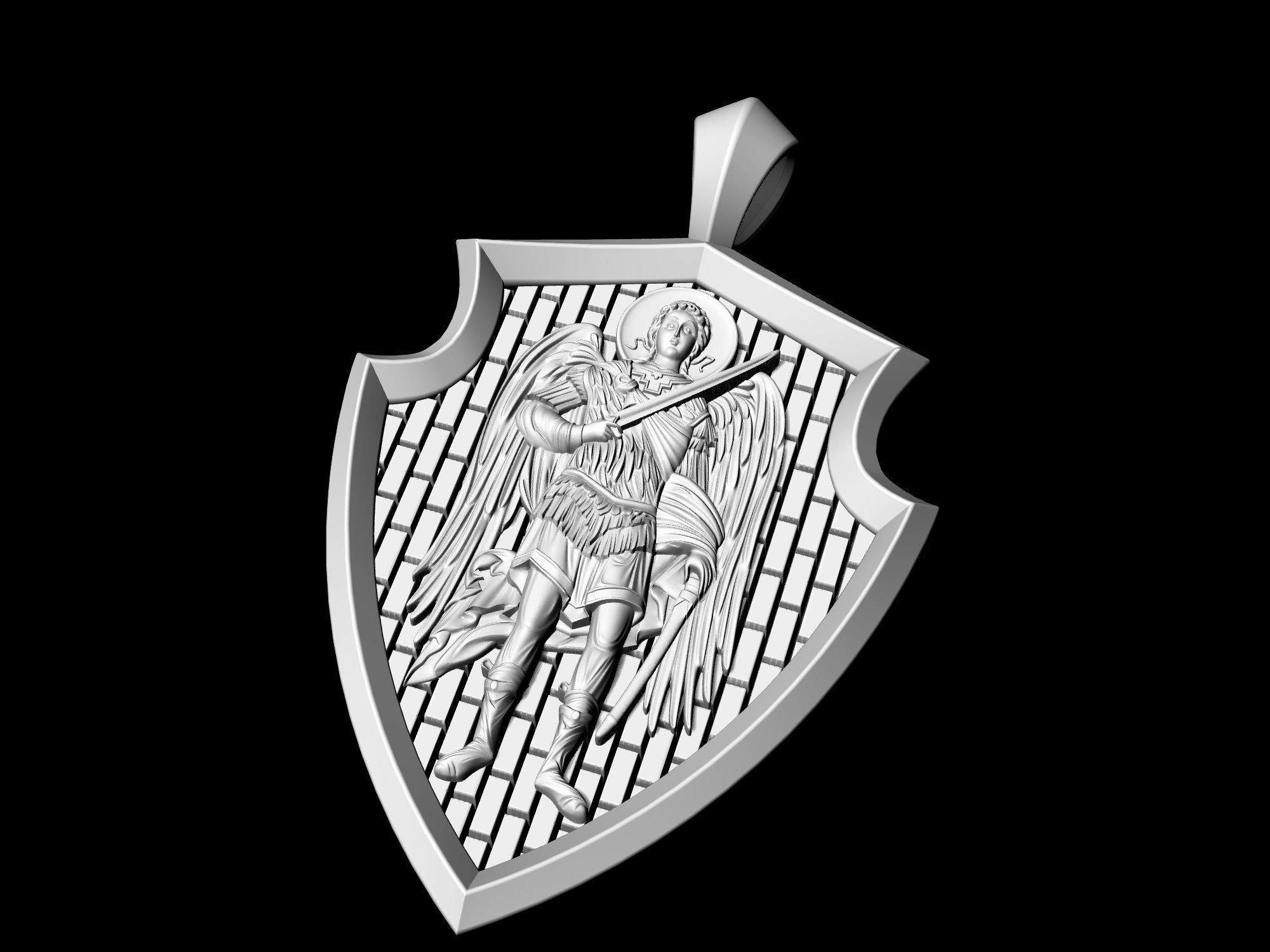 Angel with sword pendant 3D print model_7