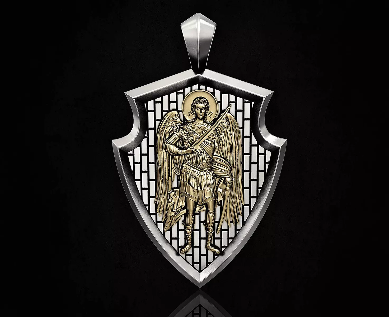 Angel with sword pendant 3D print model_0